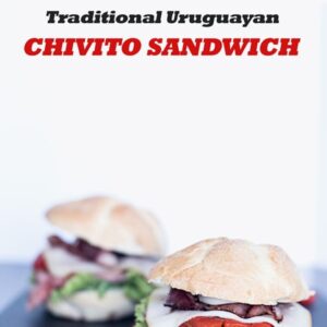 Amazing flavors in this traditional Uruguayan Chivito Sandwich combining all these ingredients: thin slice of beef steak, tomatoes, bacon, eggs, mozzarella, lettuce and mayonnaise!