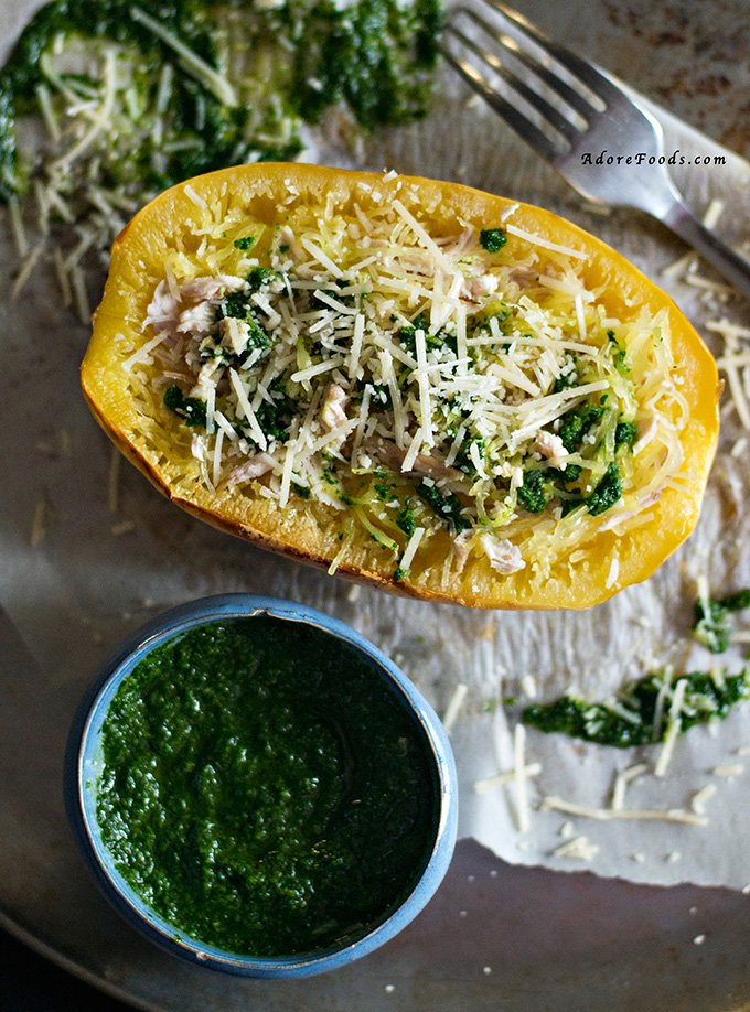 Baked Spaghetti Squash with Grilled Chicken 