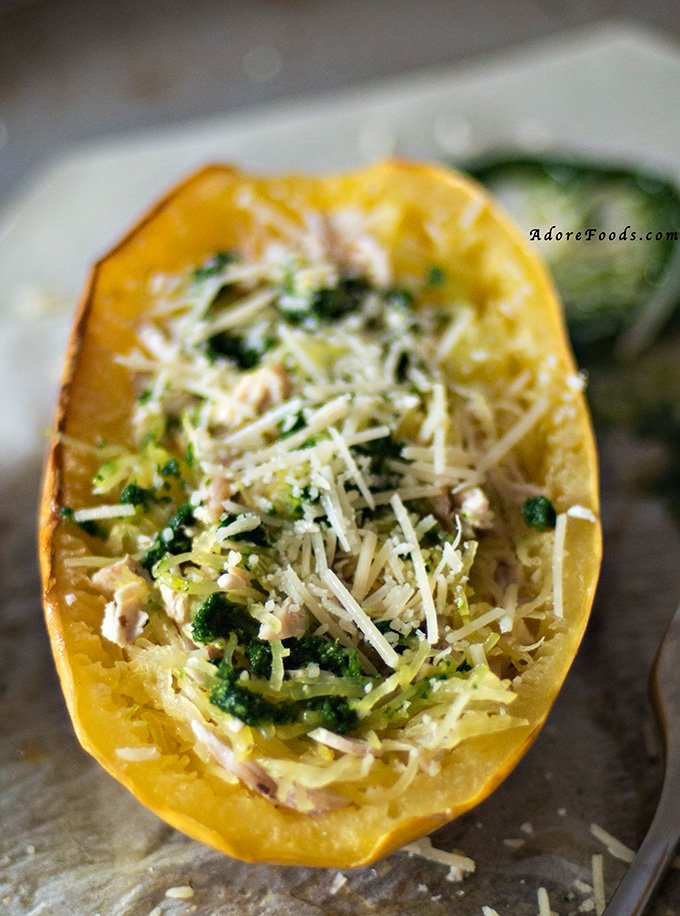 Baked Spaghetti Squash with Grilled Chicken