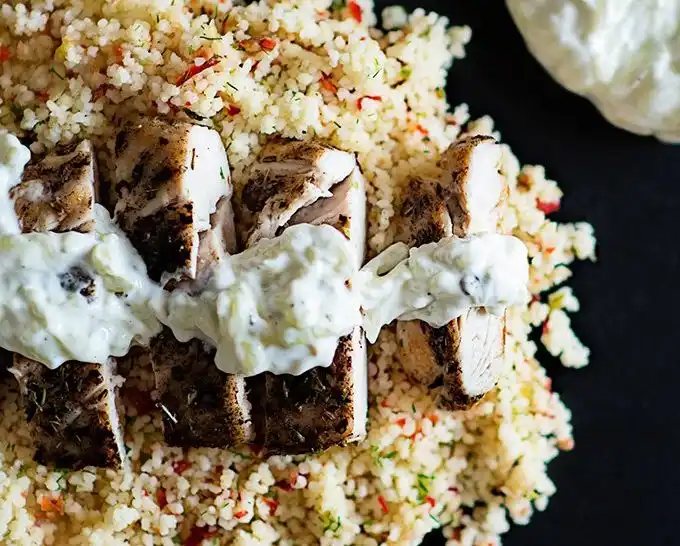 Greek Chicken with CousCous and homemade Tzatziki