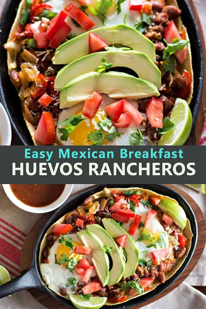 Best Huevos Rancheros recipe, an authentic Mexican breakfast dish with eggs and beans on tortillas, easy to make. #huevosrancheros #mexicanrecipe