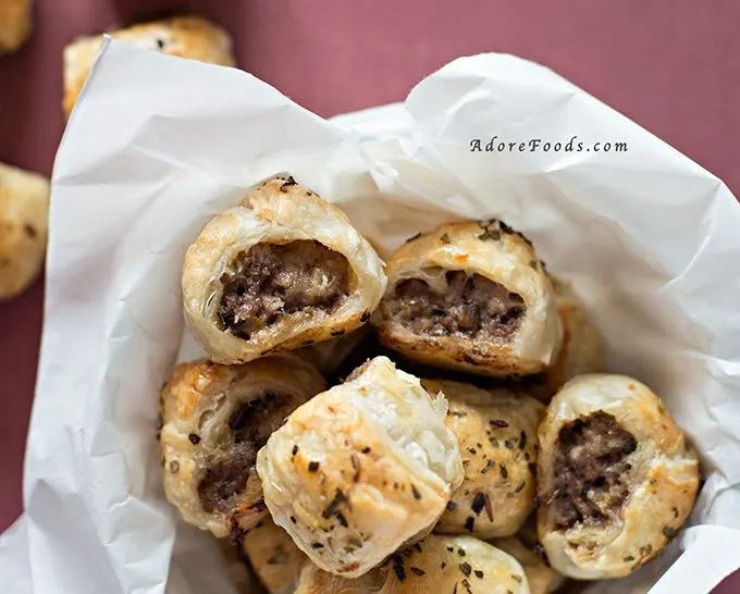 Lamb Mushroom and Oregano Sausage Rolls.