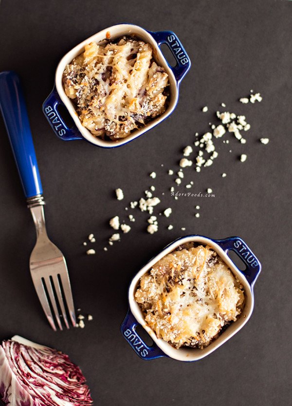 Baked pasta with Radicchio and Blue Cheese Sauce Adore Foods