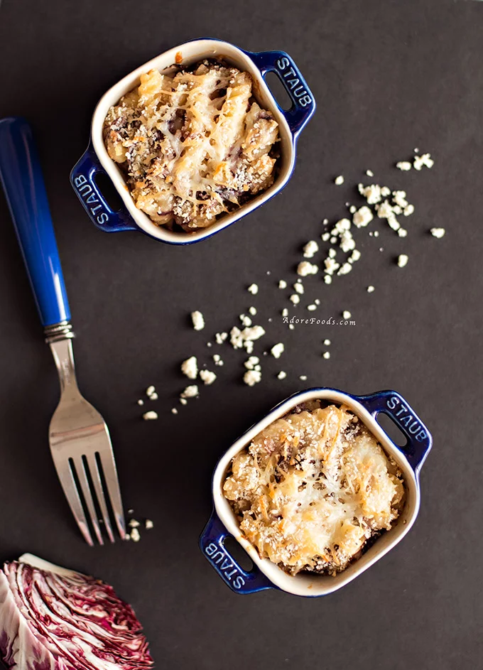 Baked pasta with Radicchio and Blue Cheese Sauce