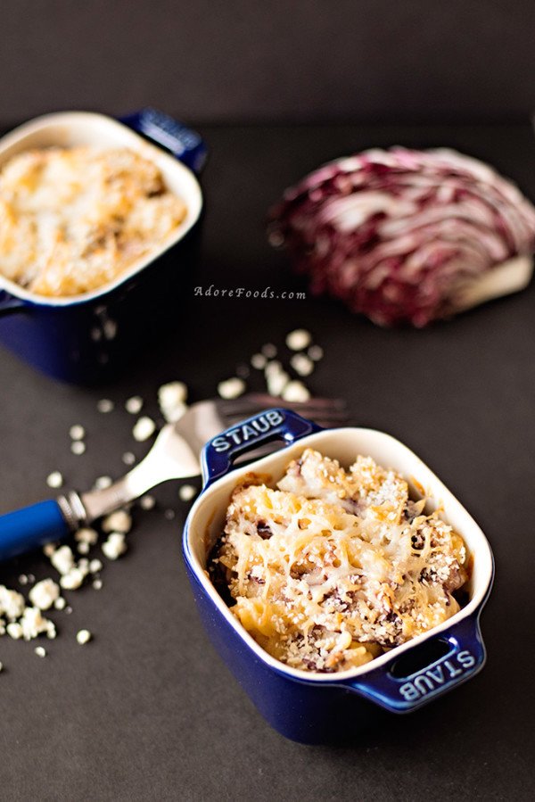 Baked pasta with Radicchio and Blue Cheese Sauce Adore Foods