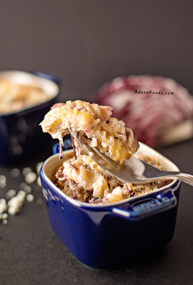 Baked pasta with Radicchio and Blue Cheese Sauce