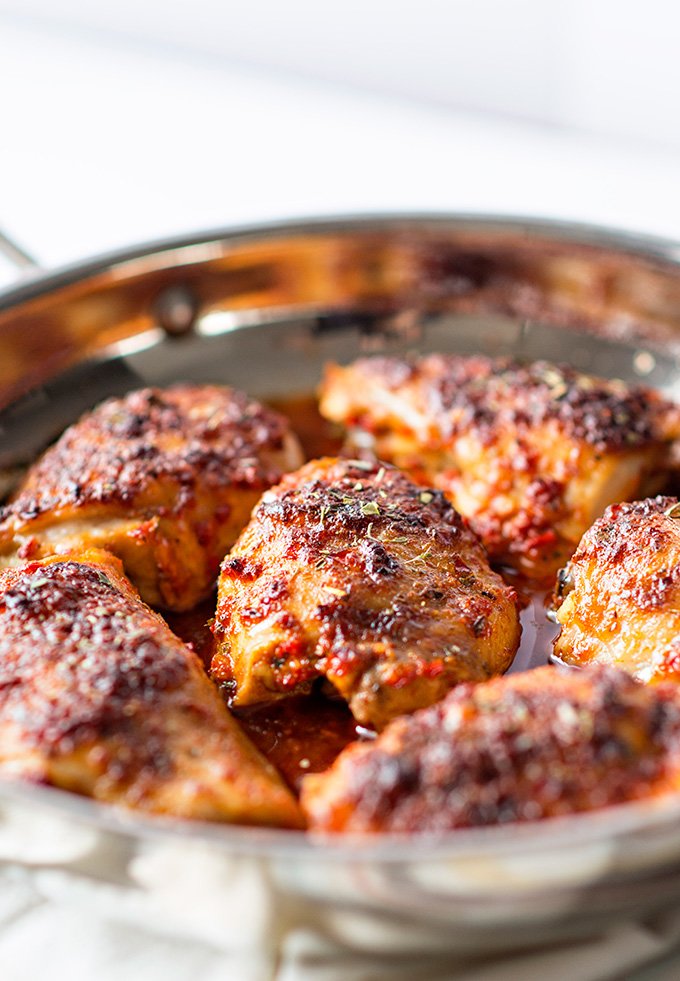 Crispy skin Peri Peri Chicken, baked in the oven, perfect recipe for a weeknight dinner!