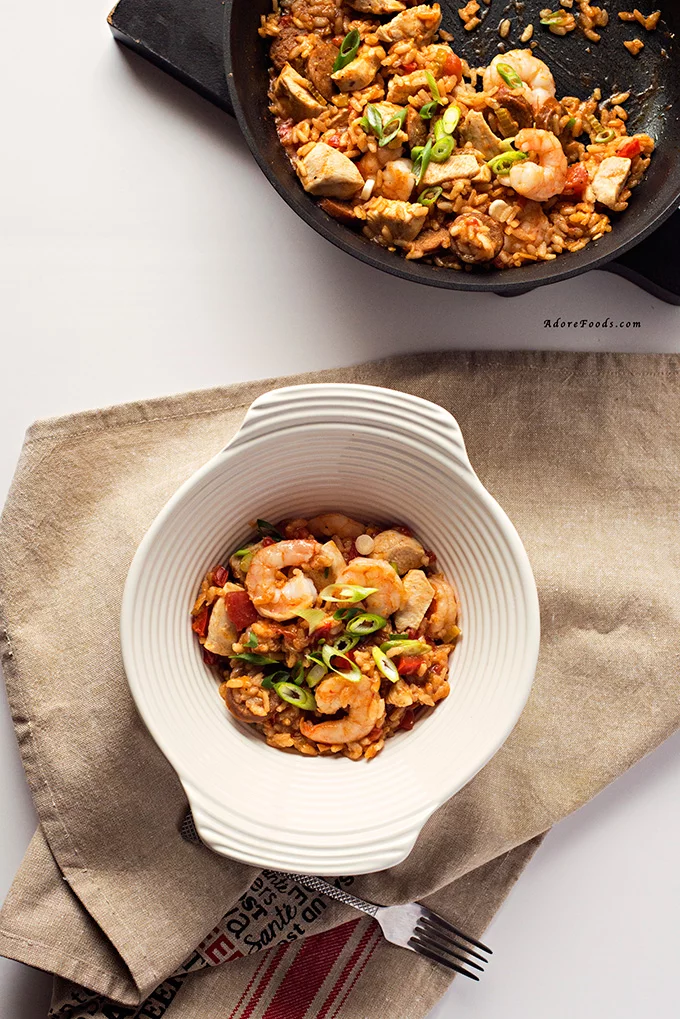 Creole Shrimp, Chicken and Sausage Red Jambalaya