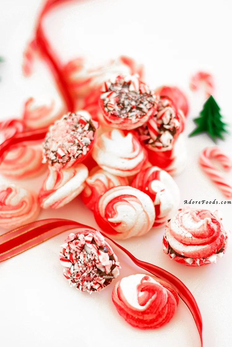 Chocolate Dipped Candy Cane Peppermint Meringue Recipe