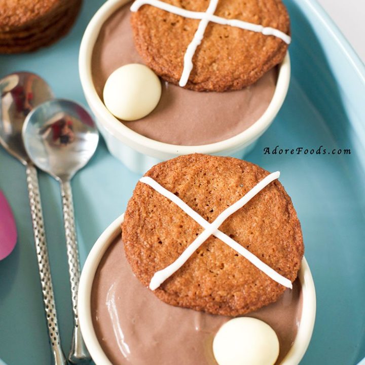 Easter Hot Cross Bun Cookies & Chocolate Pots