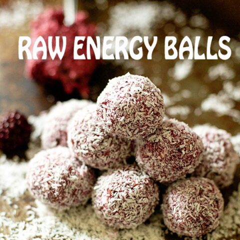Blackberry Coconut Raw Energy Balls Recipe #rawballs #blissballs #rawbites #rawenergybites
