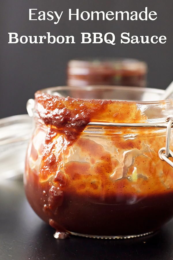 This easy homemade Bourbon Barbecue Sauce tastes amazing! Smoky, a bit sweet and tangy in the same time, goes perfectly with your steaks, ribs, pulled pork, chicken wings or your burger! #BBQsauce #barbecuesaucerecipe