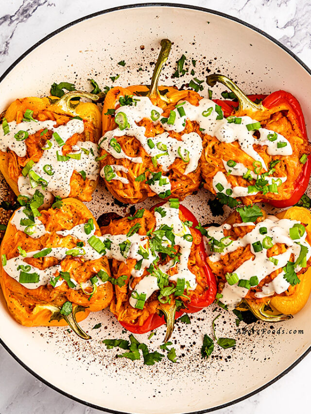 Must Try Buffalo Chicken Stuffed Peppers (Easy recipe) Adore Foods