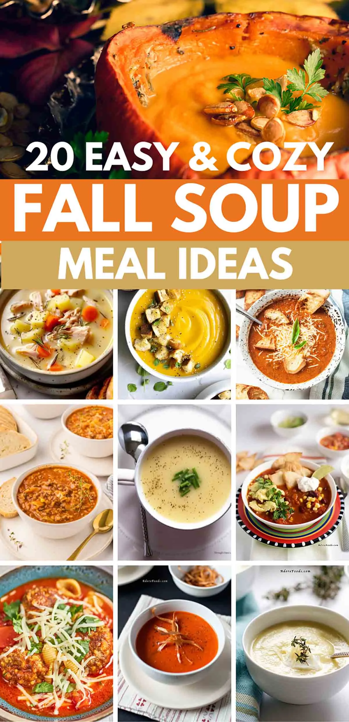 The best fall soup recipes! These cozy autumn soups and stews include hearty, creamy, & healthy vegetarian soup recipes for fall, for stovetop, crockpot or instant pot. Fall soups and stews, good soup recipes comfort foods, soups for october, fall soup recipes creamy, soups for fall and winter, fall soup recipes aesthetic, soup party ideas fall, creative fall soup ideas easy recipes, simple soups for fall, fall dinner easy recipes, fall food recipes soup, crockpot hearty soup recipes, fall stew