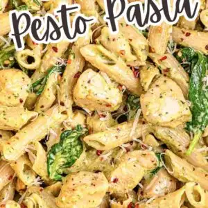 This one pot creamy pesto chicken pasta is everything you want in a weeknight dinner&mdash;quick, cozy, and full of flavor! It&rsquo;s one of our favorite chicken basil pesto pasta recipes and takes just 30 minutes. The perfect cheap and easy dinner idea for busy nights!