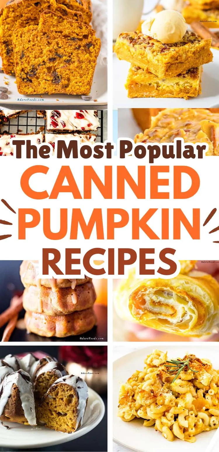 Best fall canned pumpkin recipes for potlucks, Halloween, Thanksgiving, or anytime! Ways to use canned pumpkin, canned pumpkin recipes easy healthy, things to make with canned pumpkin, canned pumpkin recipes desserts, what to do with canned pumpkin, canned pumpkin ideas, pumpkin butter, pumpkin cookies, bread, canned pumpkin puree recipes, savory pumpkin recipes, recipes for canned pumpkin.