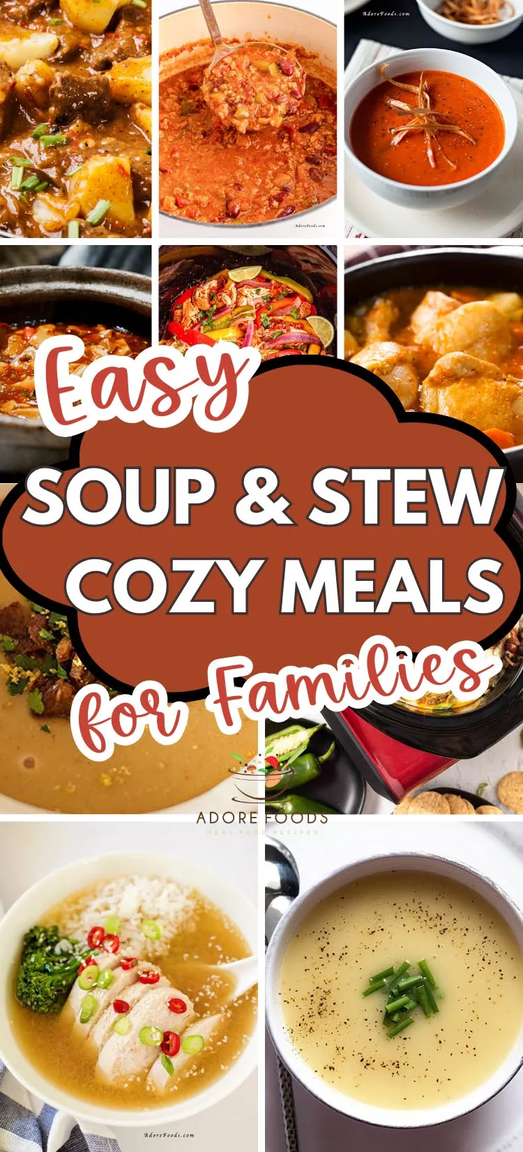 Warm up with these 24 easy soups and stew recipes perfect for cozy family dinners. From hearty chicken soup and beef stew to healthy vegetarian options, these comforting homemade meals are quick, budget-friendly, and kid-approved. Ideal for weeknight dinners, meal prep, or cold winter nights, these one-pot recipes bring comfort and flavor to the whole family.