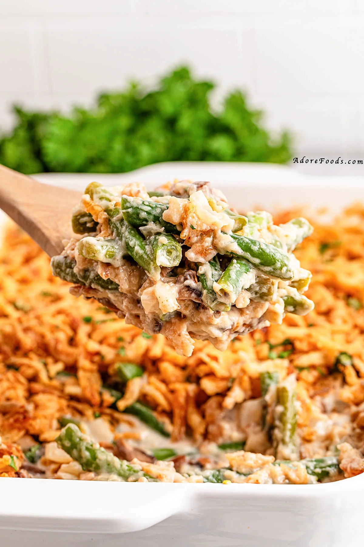 This green bean casserole recipe is the ultimate Thanksgiving side dish! Made with fresh green beans, creamy mushroom sauce, melty cheese, and crispy fried onions, this traditional green bean casserole is rich, cozy, and full of flavor. Whether you’re recreating the Campbell’s green bean casserole classic or looking for a fresh twist, this dish is a must-have for your holiday table. Perfect for Thanksgiving cooking, Christmas dinner, or any family gathering—everyone will love this creamy, crunchy, crowd-pleasing casserole!