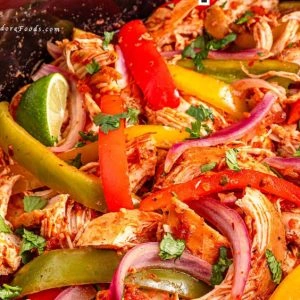 Easy Crockpot Chicken Fajitas made with juicy chicken, colorful bell peppers, and zesty fajita seasoning&mdash;perfect for a flavorful and effortless weeknight dinner! Just 10 minutes of prep and the slow cooker does the rest. Serve in tortillas, bowls, or over rice. Great for meal prep, family dinners, and Tex-Mex nights!