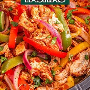 Easy Crockpot Chicken Fajitas made with juicy chicken, colorful bell peppers, and zesty fajita seasoning&mdash;perfect for a flavorful and effortless weeknight dinner! Just 10 minutes of prep and the slow cooker does the rest. Serve in tortillas, bowls, or over rice. Great for meal prep, family dinners, and Tex-Mex nights!