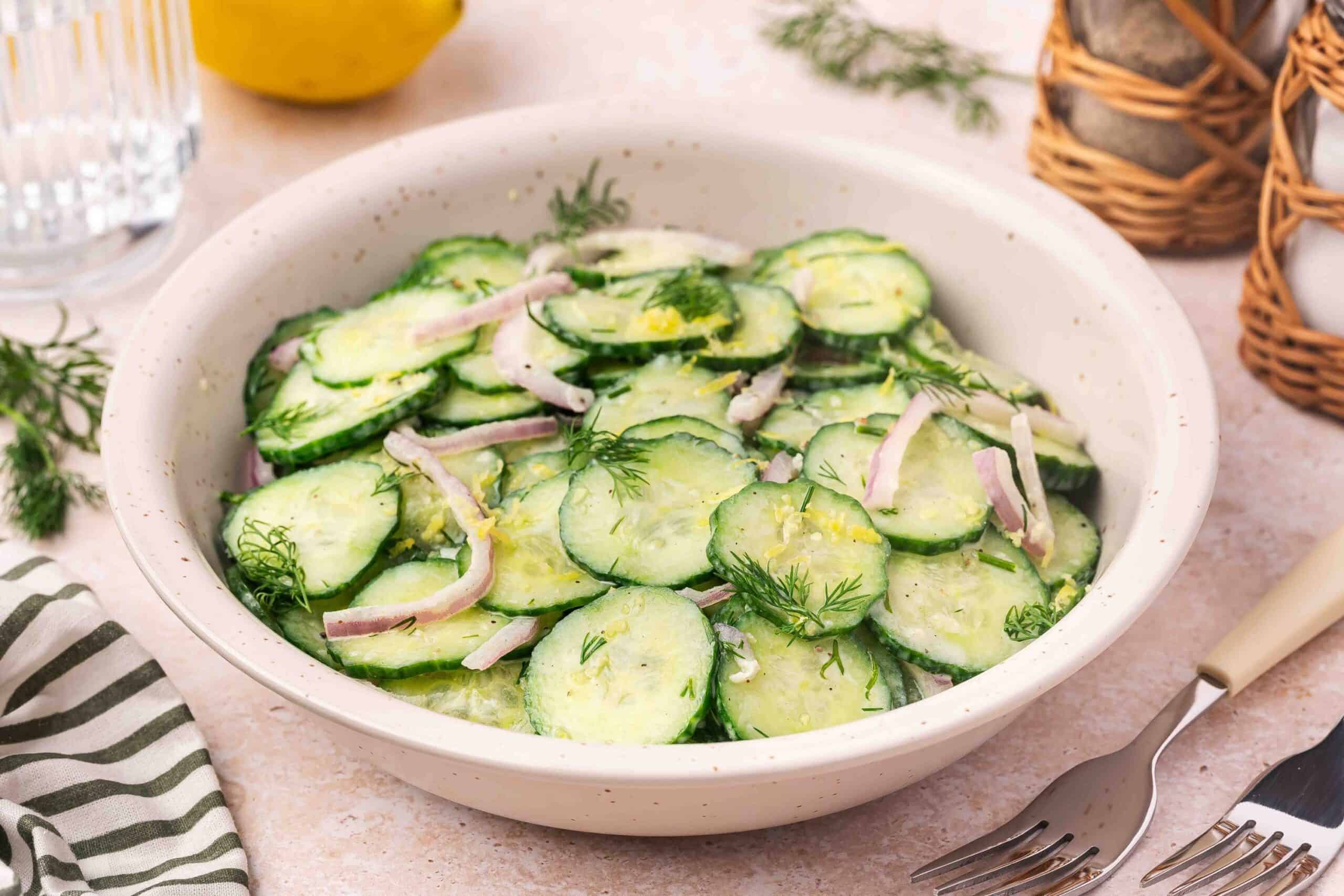 Image for Creamy Cucumber Dill Salad (Easy Salad with Yogurt Dressing)