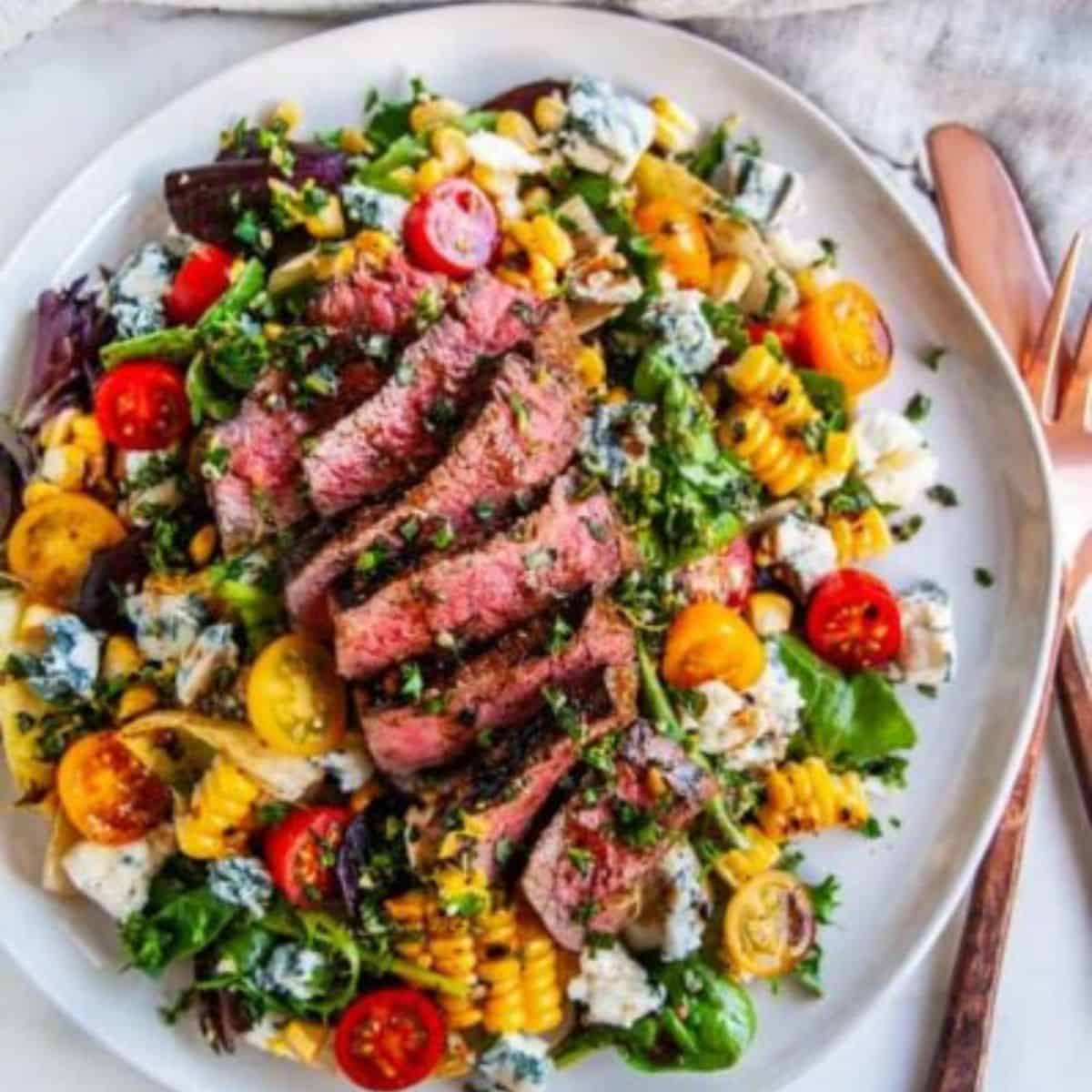Image for Balsamic Steak Gorgonzola Salad with Grilled Corn