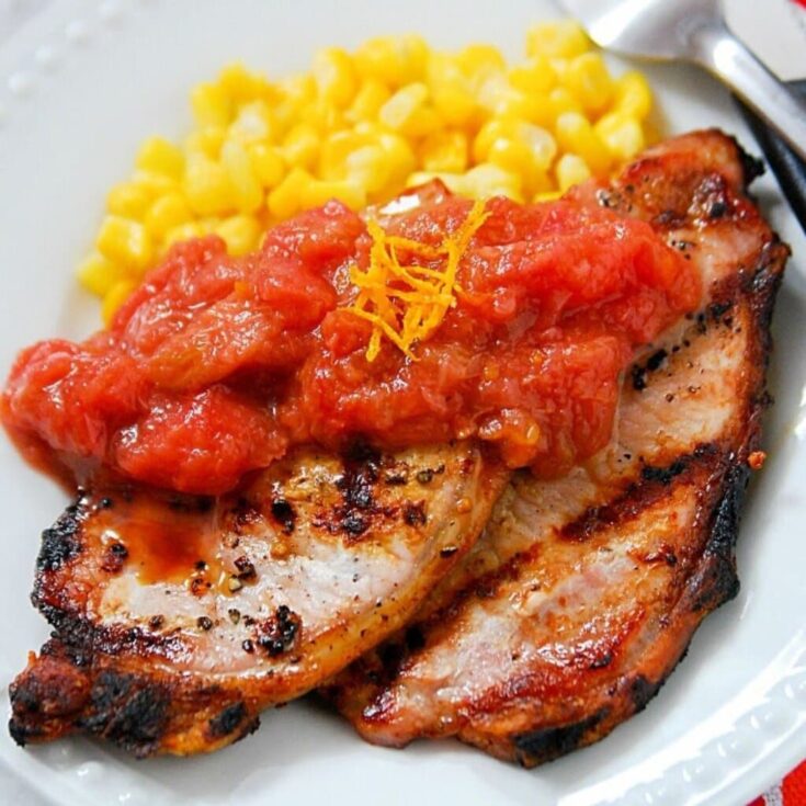 Image for Grilled Pork Chops with Rhubarb Orange Sauce
