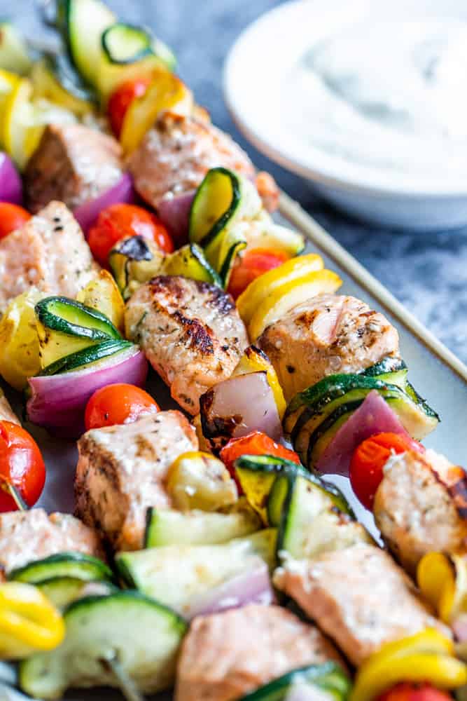 Image for Mediterranean Grilled Salmon Kabobs Recipe