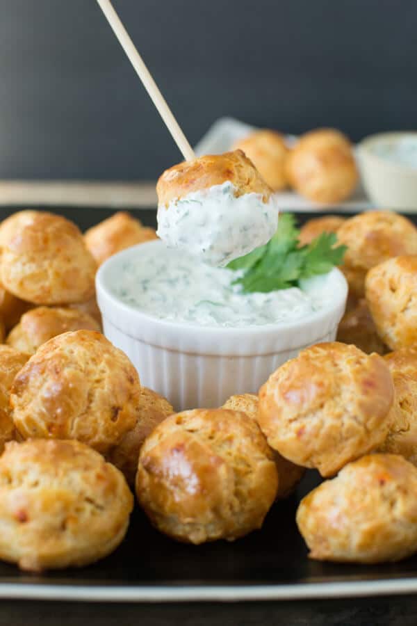 Image for Chipotle Cheddar Gougeres with Cilantro Lime Dip