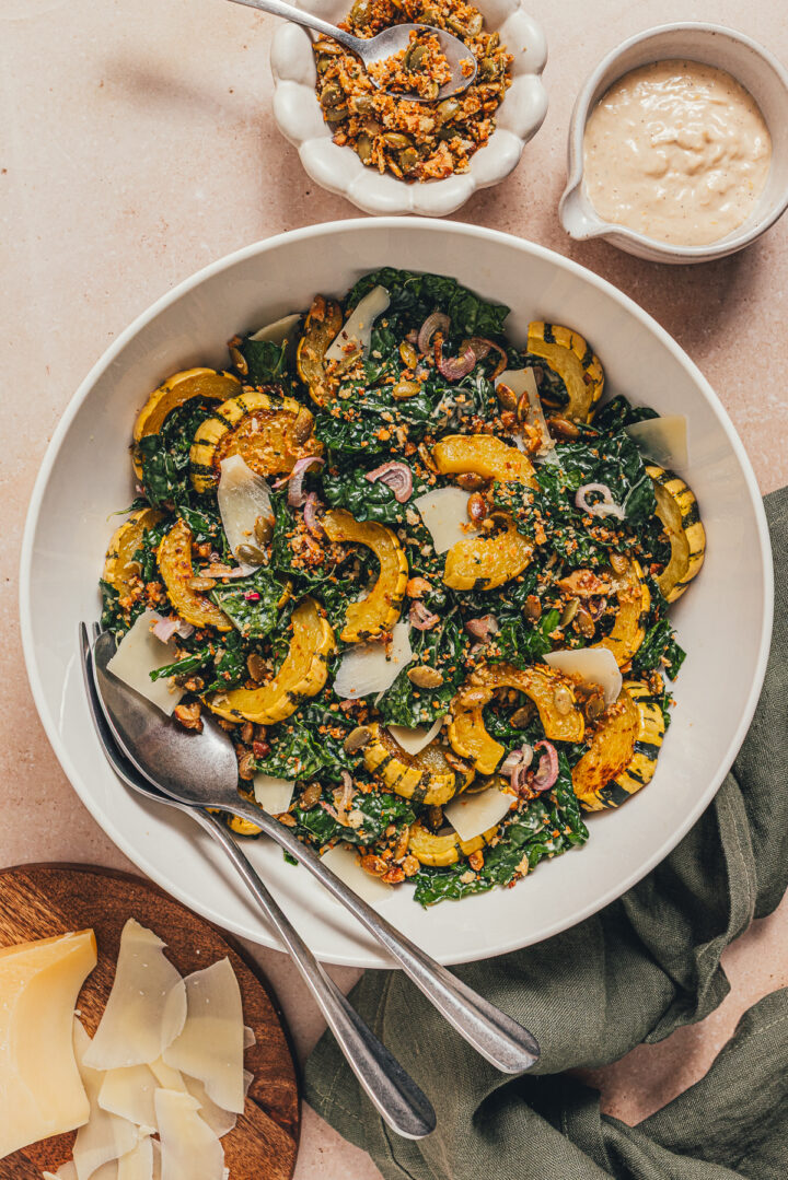 Image for Fall Kale Caesar Salad with Roasted Delicata Squash | sweet miscellany