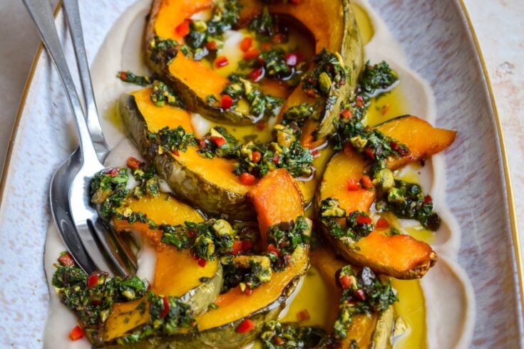 Image for Roasted Squash with Pickled Walnut Salsa Verde & White Bean Puree