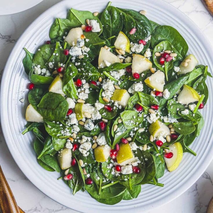 Image for Spinach Gorgonzola Salad with Pear and Pomegranate
